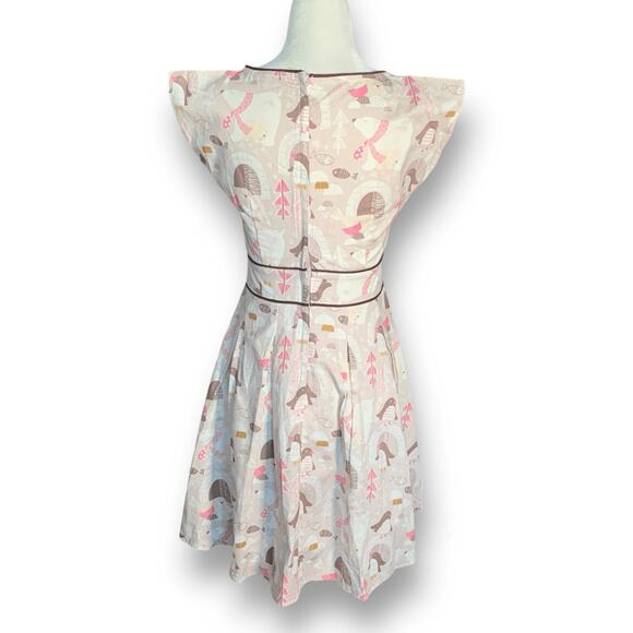 Retrolicious Penguin Polar Bear Igloo Print Fit And Flare Mini Dress Pink Small - Picture 10 of 14